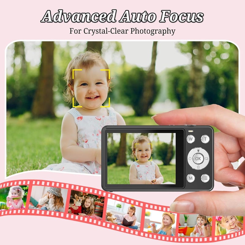 Forc Digital Camera, FHD 4K 64MP Point and Shoot Kids Digital Cameras with 64GB Card, 18X Zoom, Anti Shake, Compact Small Camera for Kids Gifts for Teens Girls Boys - Image 4